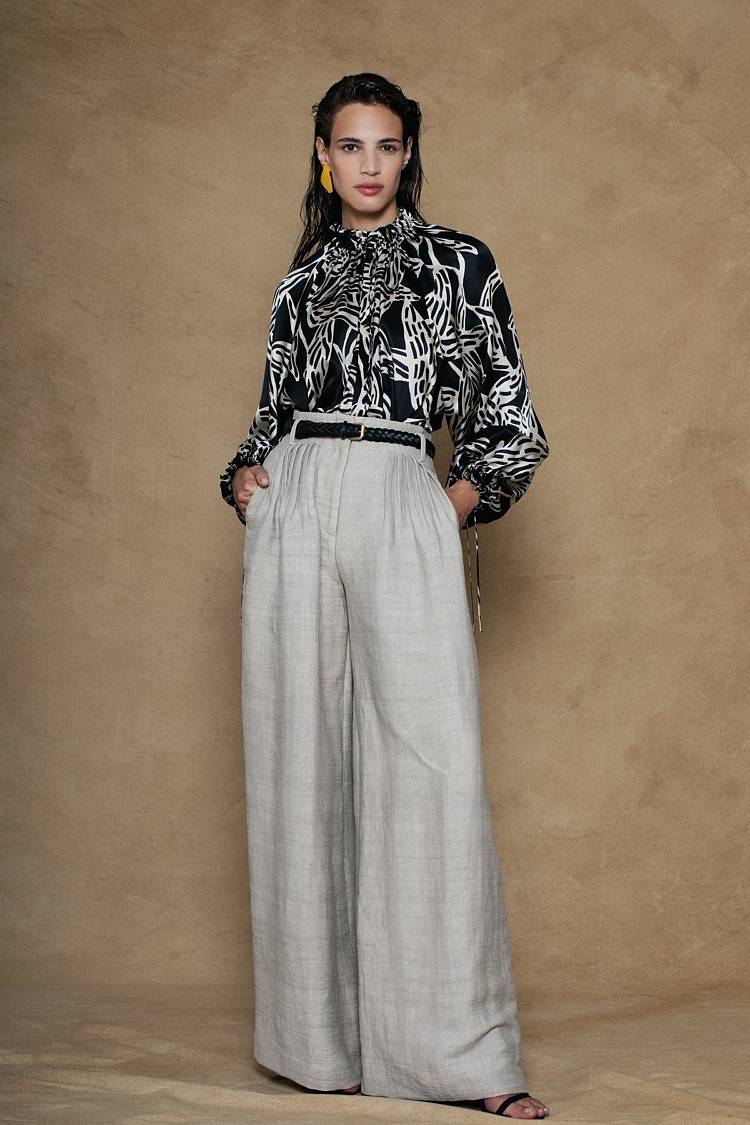 Sly 010 Seidenbluse mit gekräuseltem Kragen Verkauf