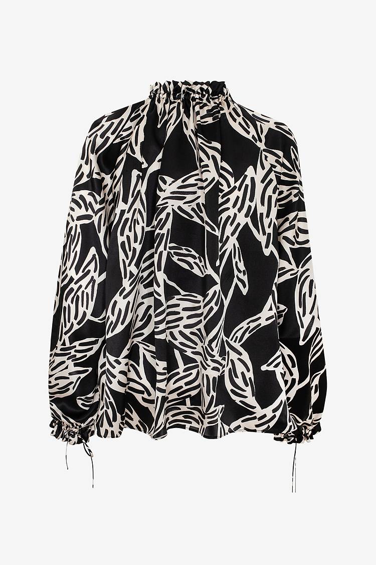 Sly 010 Seidenbluse mit gekräuseltem Kragen Verkauf