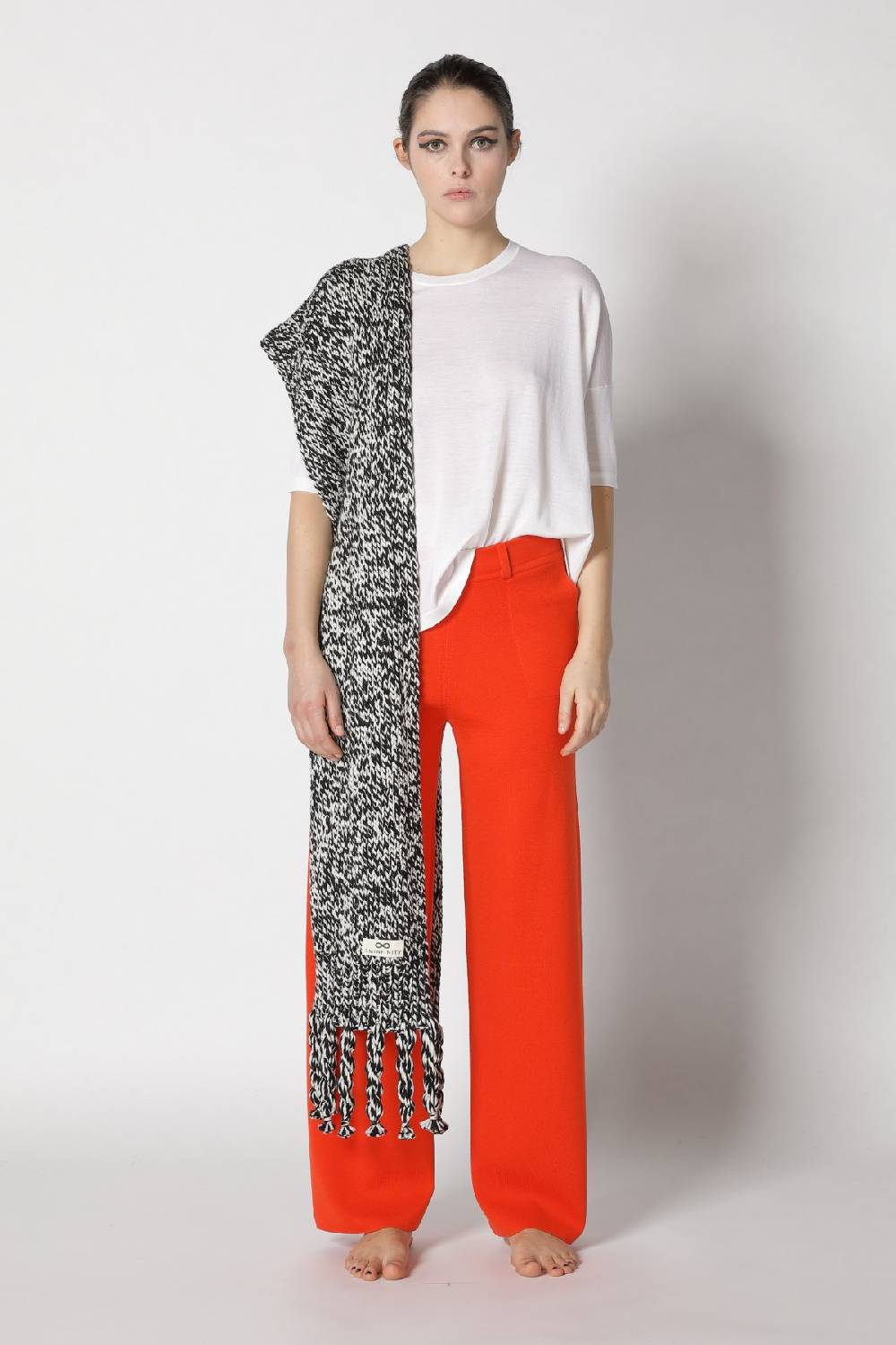 Sminfinity flowing cape jumper + milano palazzo pants + contrast mouliné scarf Fabrikverkauf