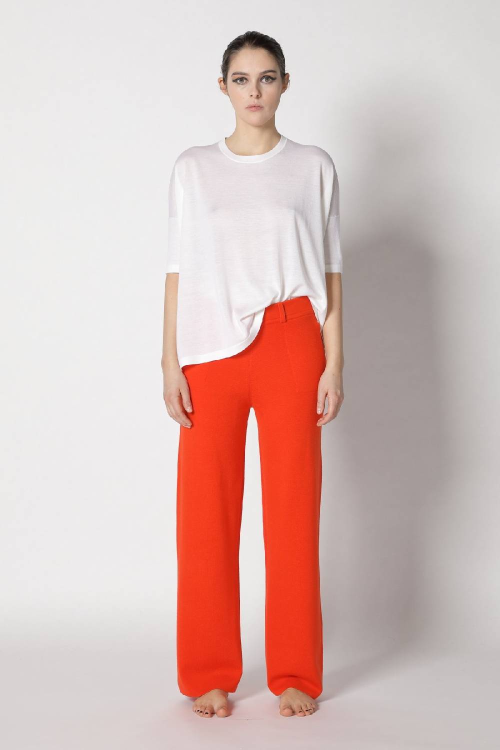 Sminfinity flowing cape jumper + milano palazzo pants + contrast mouliné scarf Fabrikverkauf