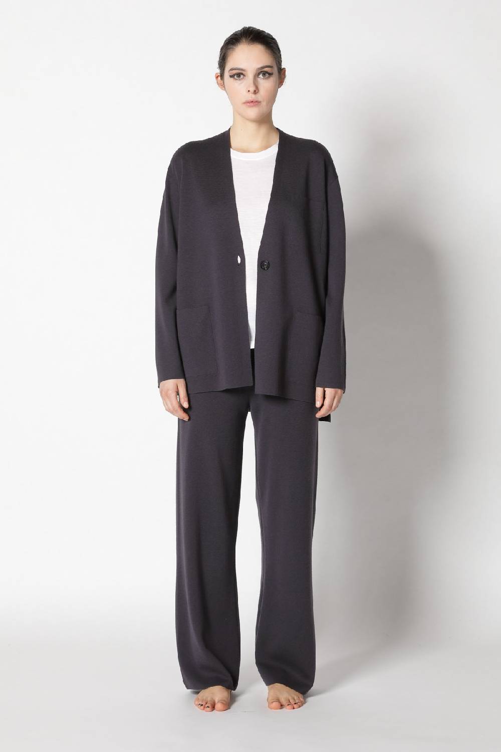 Sminfinity milano one button jacket + flowing cape jumper + milano palazzo pants Hotsell