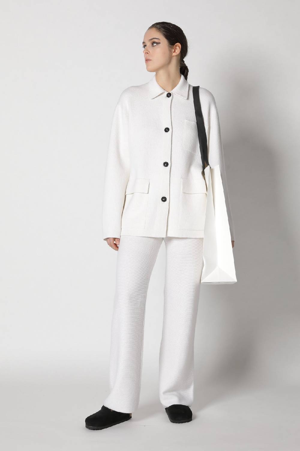 Sminfinity doubleface shirtjacket + garter palazzo pants