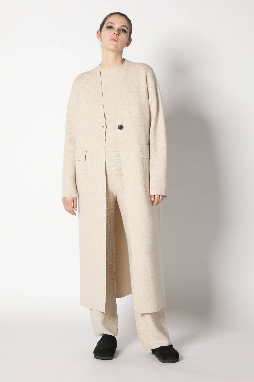 Sminfinity doubleface maxi coat + garter T jumper + garter palazzo pants Outlet
