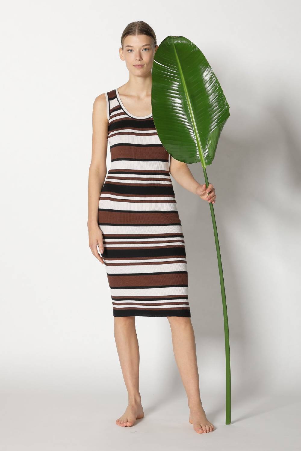 Sminfinity silky rib stripe tank dress + silky rib cardy