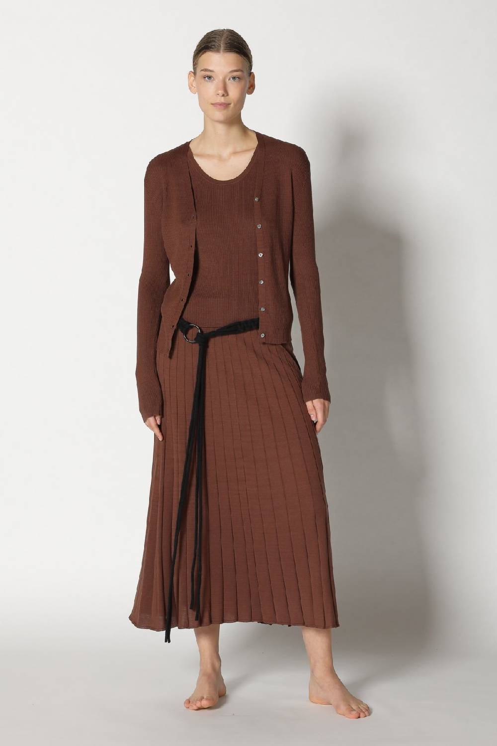 Sminfinity silky rib cardy + silky rib tank top + silky sun rib skirt + hang loose ring belt Fabrikverkauf