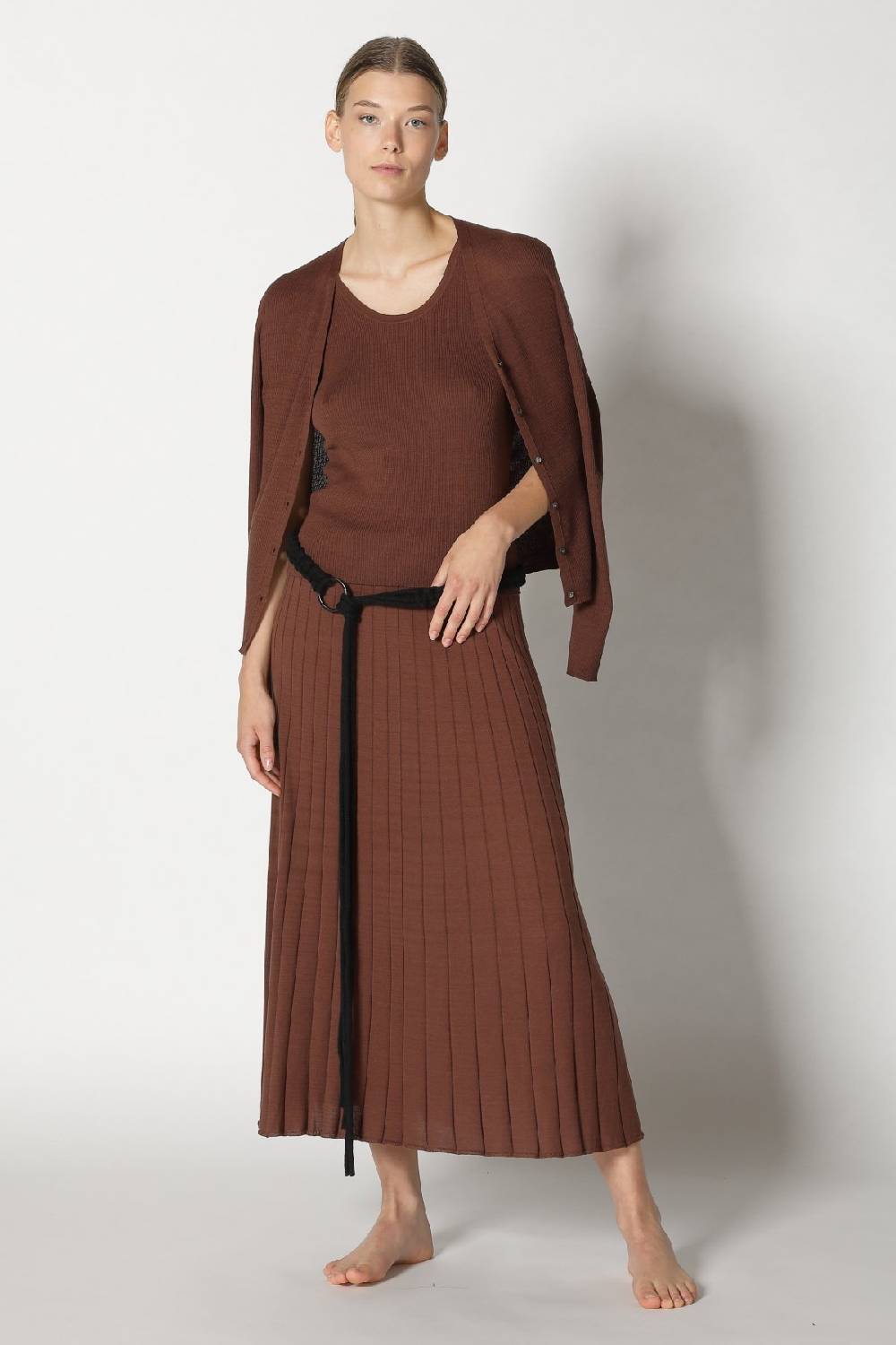 Sminfinity silky rib cardy + silky rib tank top + silky sun rib skirt + hang loose ring belt Fabrikverkauf