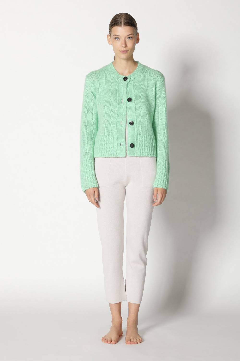 Sminfinity fluffy cropped jacket + silky rib tank top + silky cropped pants Schlussverkauf