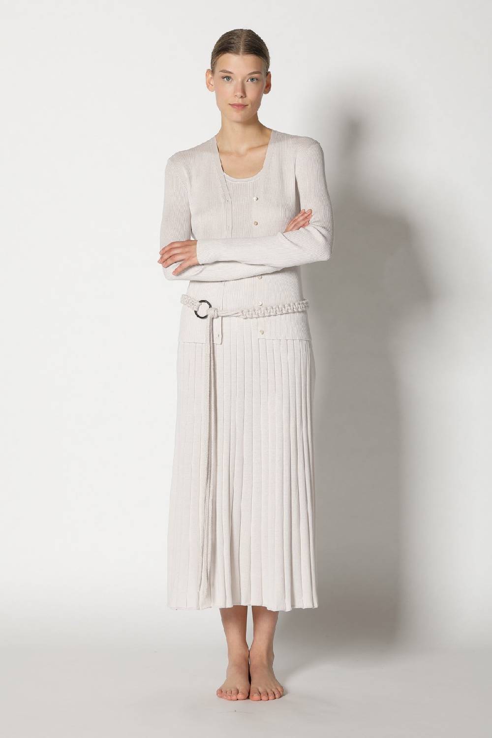 Sminfinity silky rib cardy + silky rib tank top + silky sun rib skirt + hang loose ring belt Günstiger Verkauf