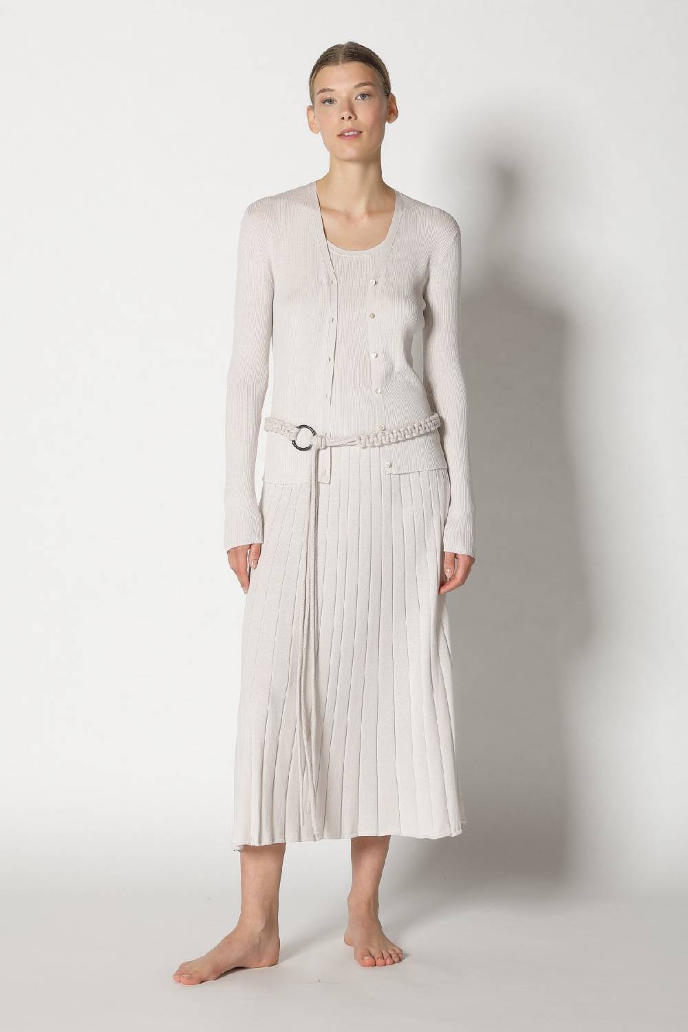 Sminfinity silky rib cardy + silky rib tank top + silky sun rib skirt + hang loose ring belt Günstiger Verkauf
