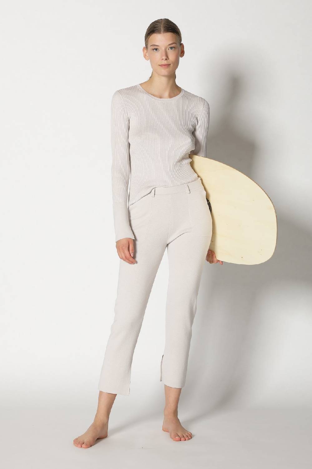 Sminfinity silky rib crew jumper + silky cropped pants