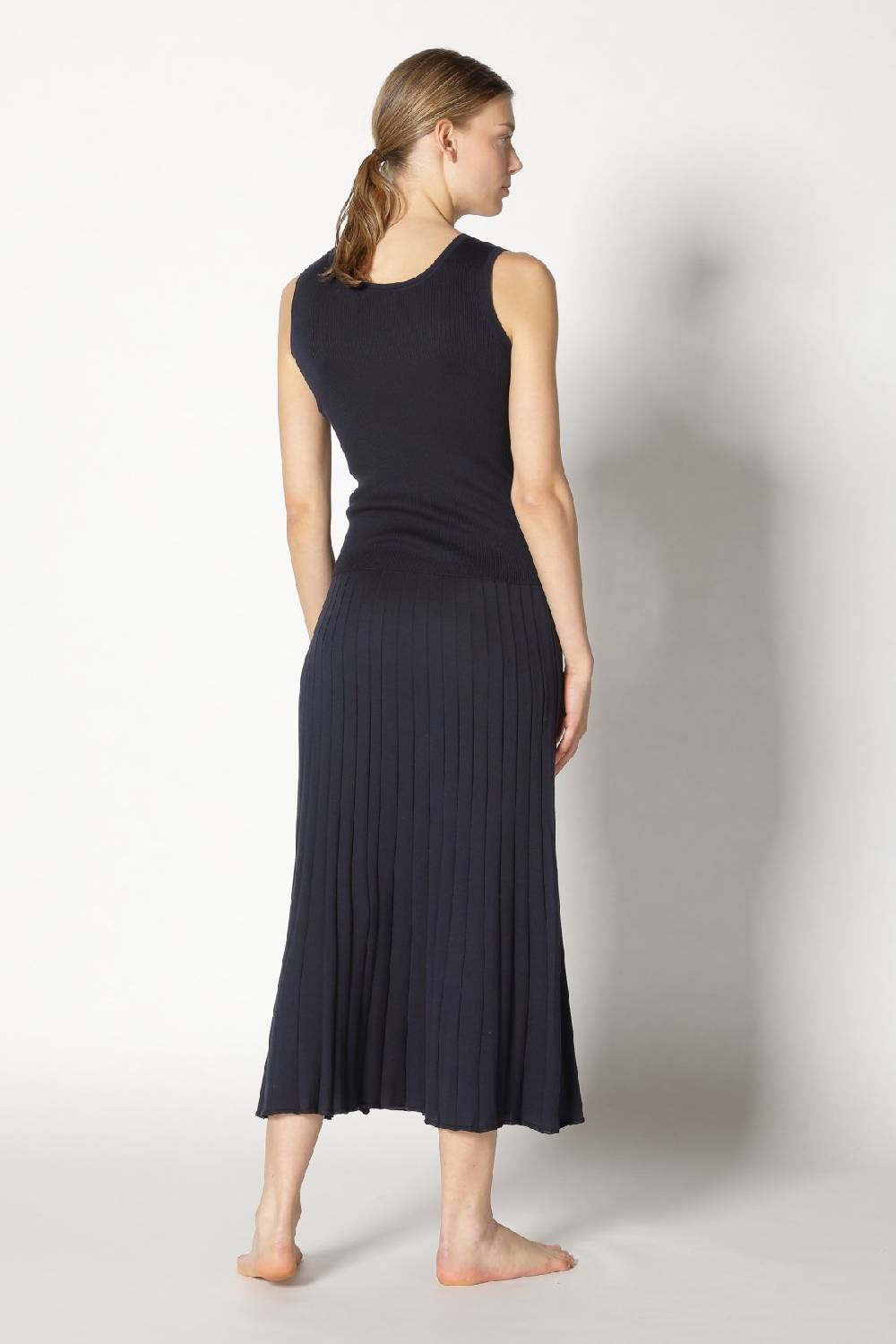 Sminfinity silky rib tank top + silky sun rib skirt + hang loose ring belt handmade makrame Auslauf