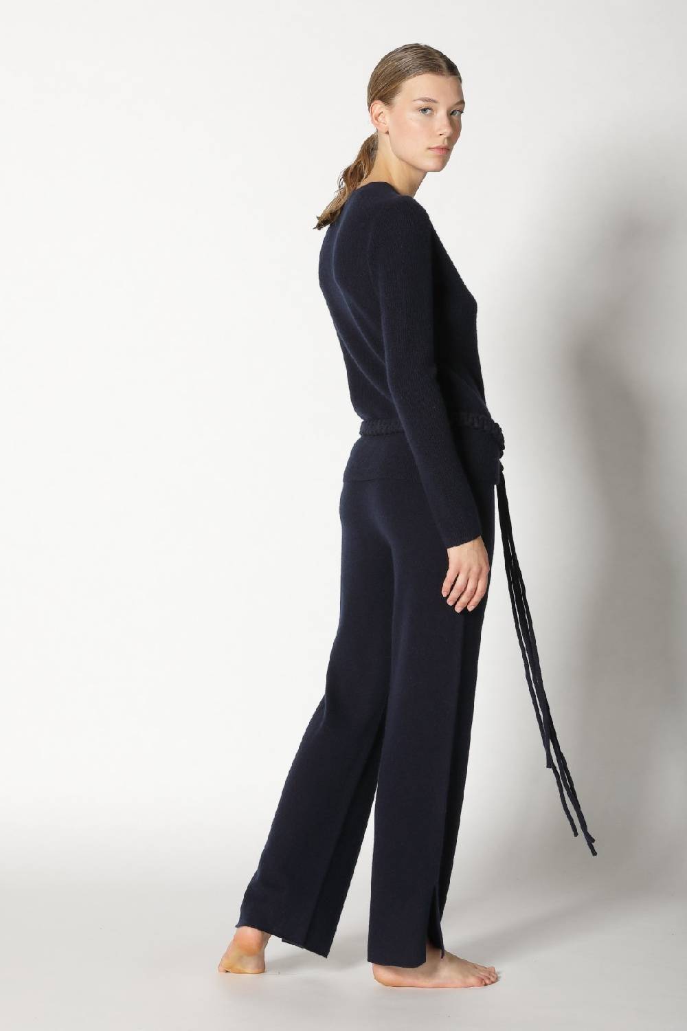 Sminfinity pure fitted V neck + pure slitted pants + hang loose ring belt Günstiger Verkauf
