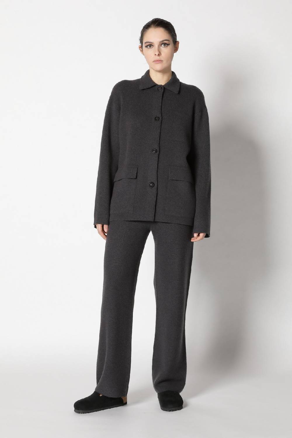 Sminfinity doubleface shirtjacket + garter palazzo pants