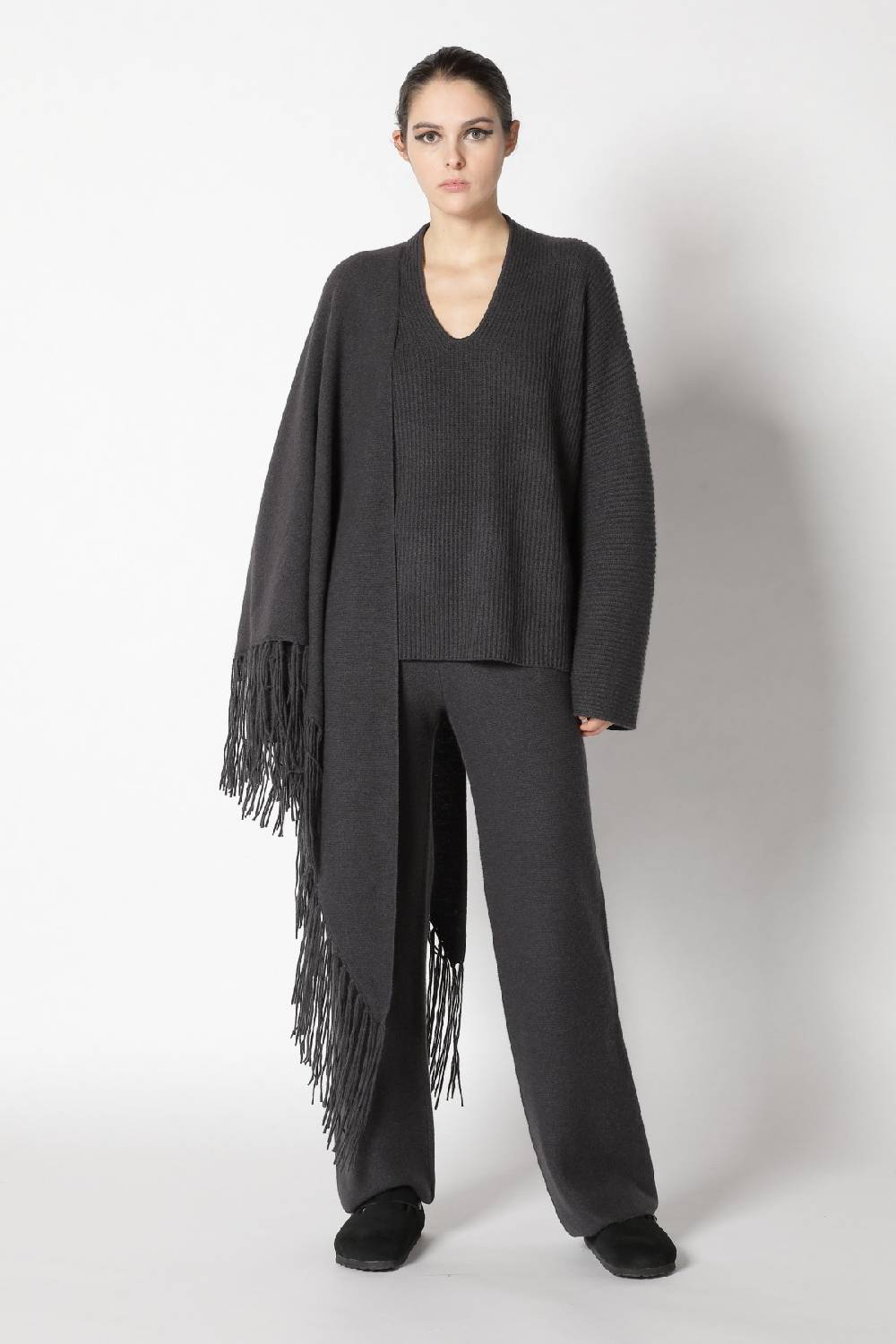 Sminfinity slouchy rib jumper + garter triangle + garter palazzo pants