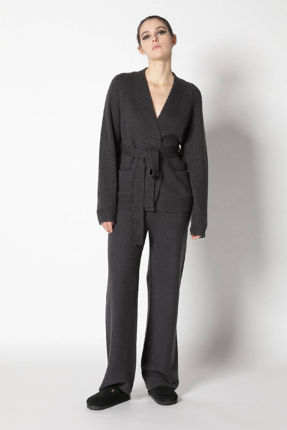 Sminfinity airy belted jacket + garter palazzo pants