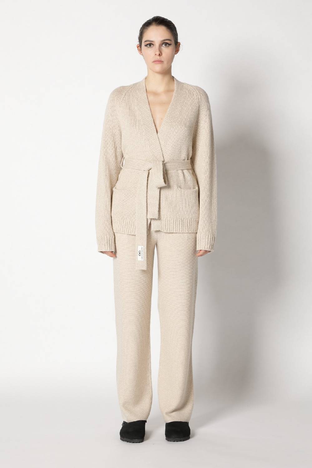 Sminfinity airy belted jacket + garter palazzo pants