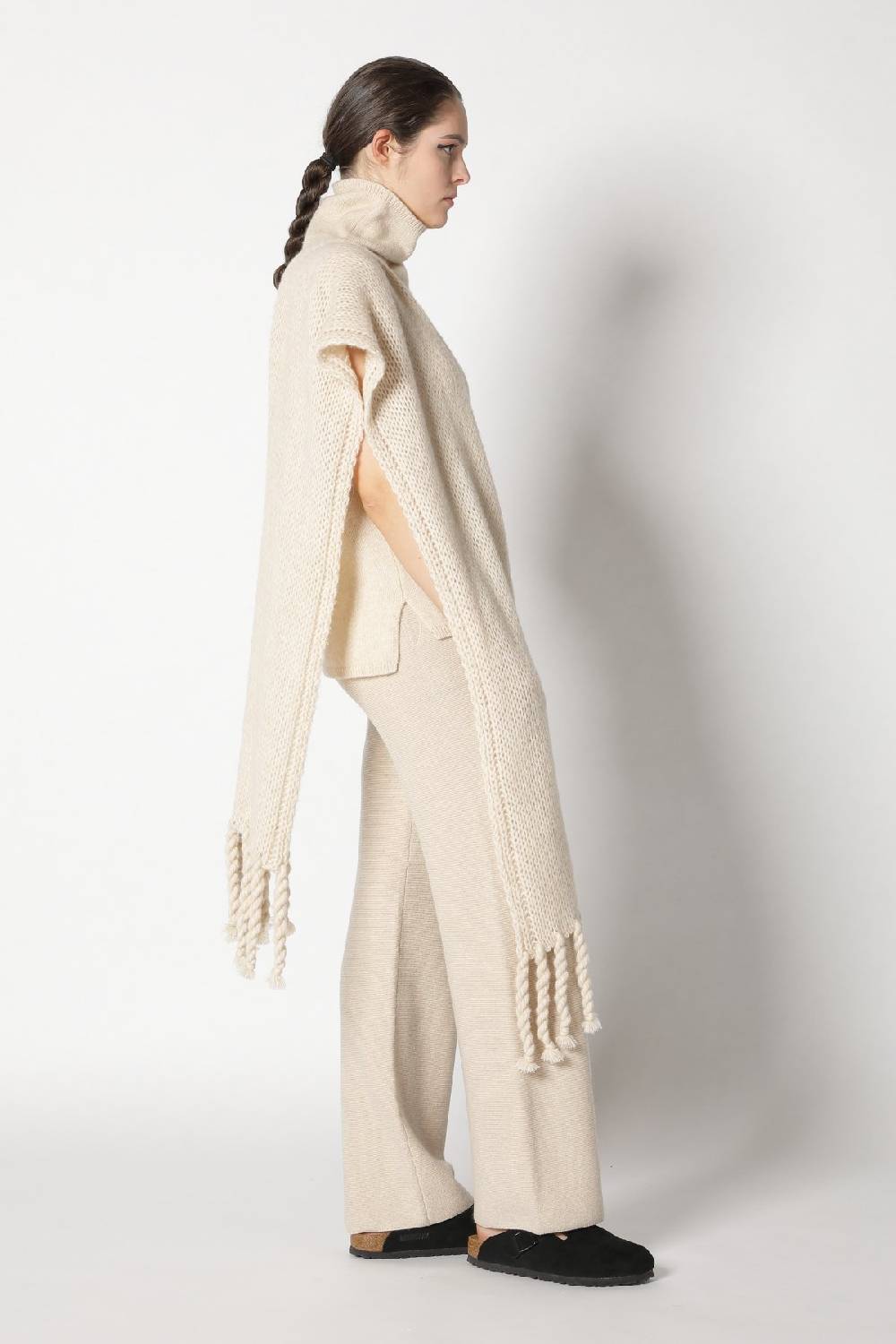 Sminfinity blurry turtle top + blurry chunky scarf + garter palazzo pants Outlet