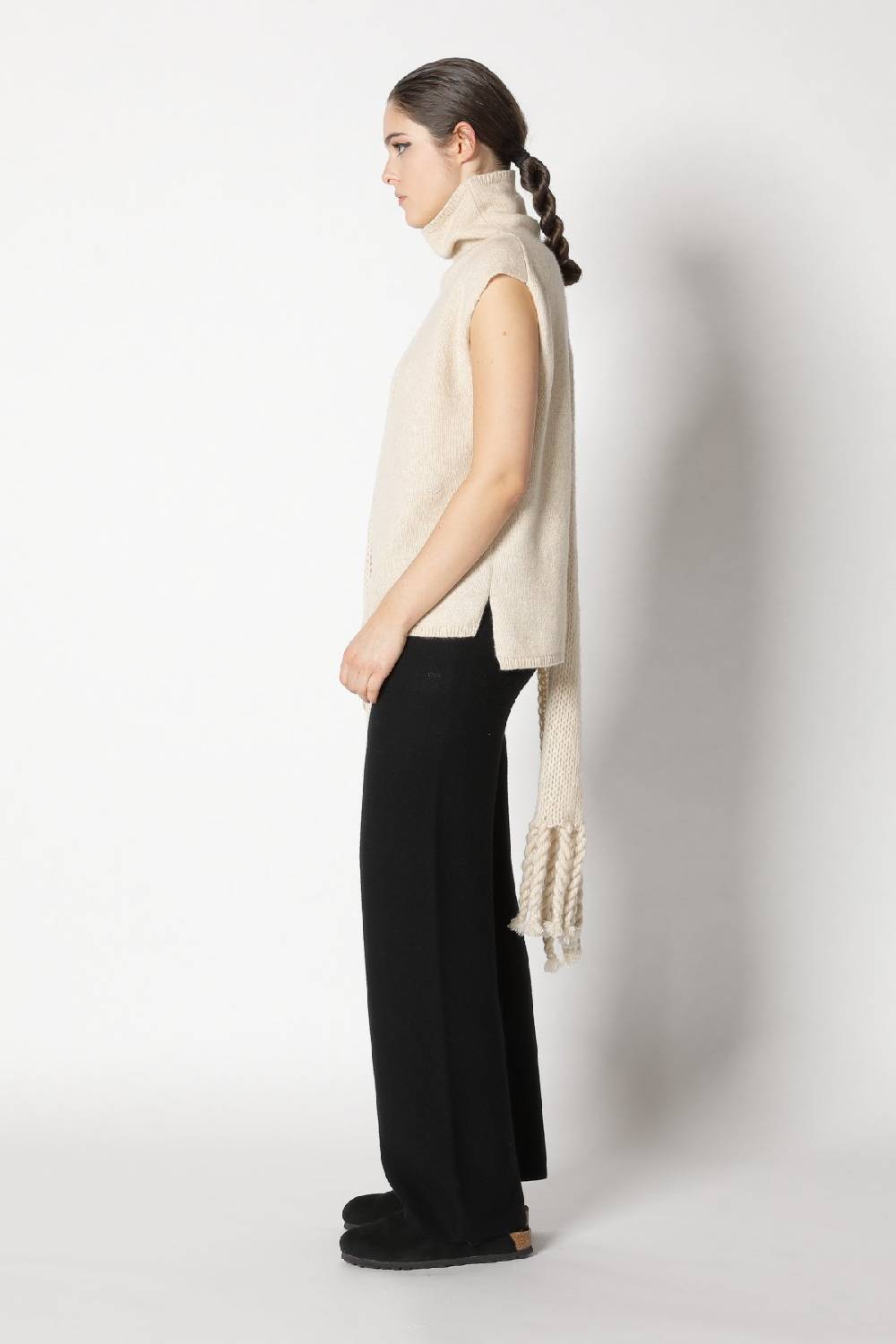 Sminfinity blurry turtle top + garter palazzo pants + blurry chunky scarf Verkauf