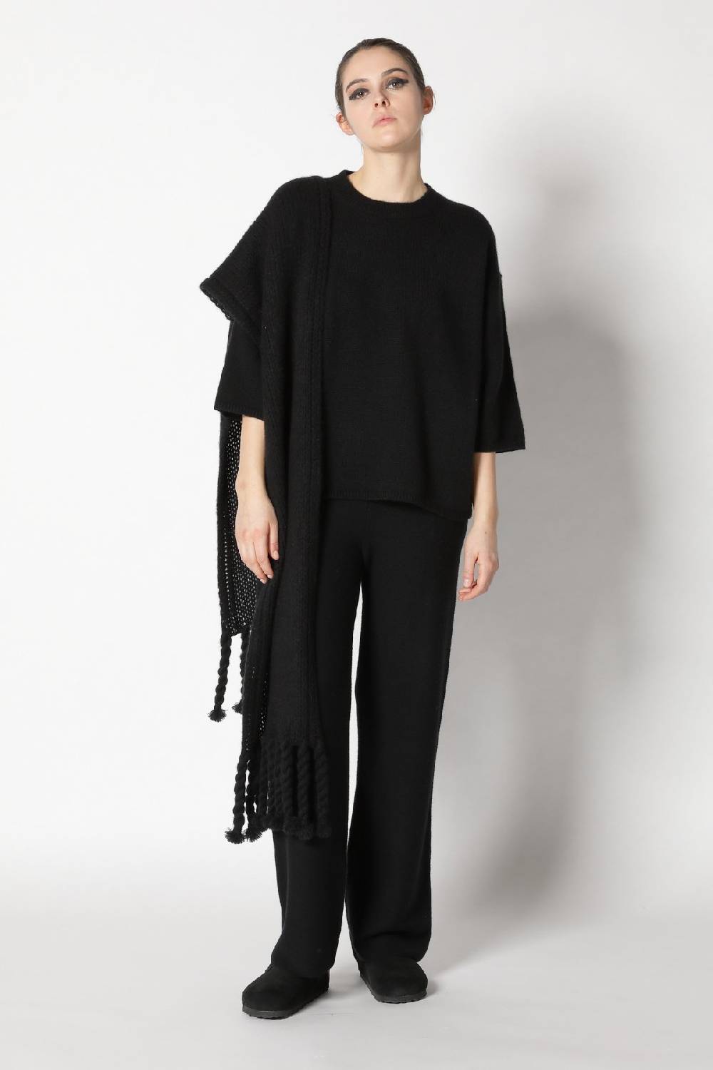 Sminfinity blurry crew jumper + blurry chunky scarf + garter palazzo pants im Angebot