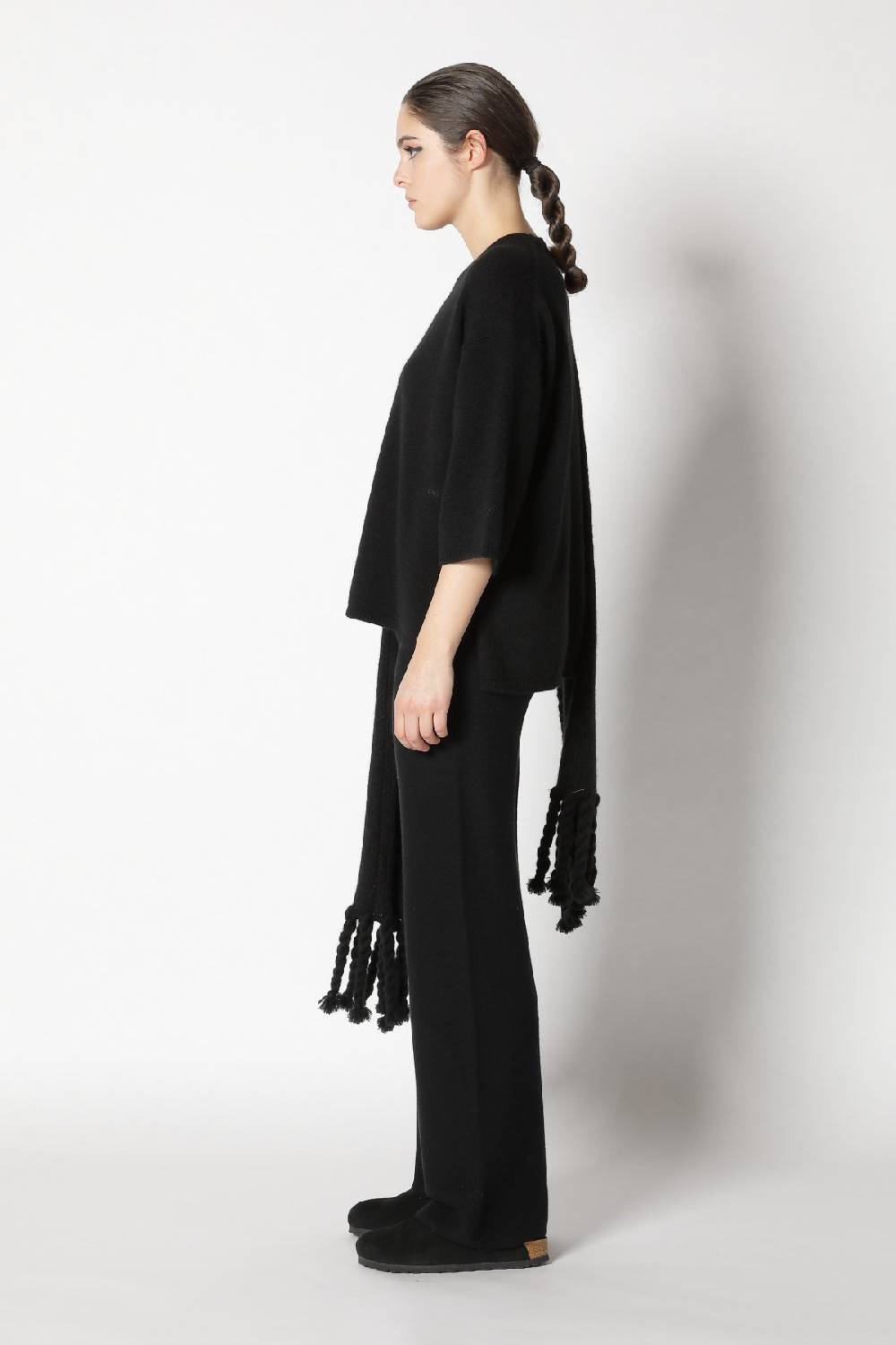 Sminfinity blurry crew jumper + blurry chunky scarf + garter palazzo pants im Angebot