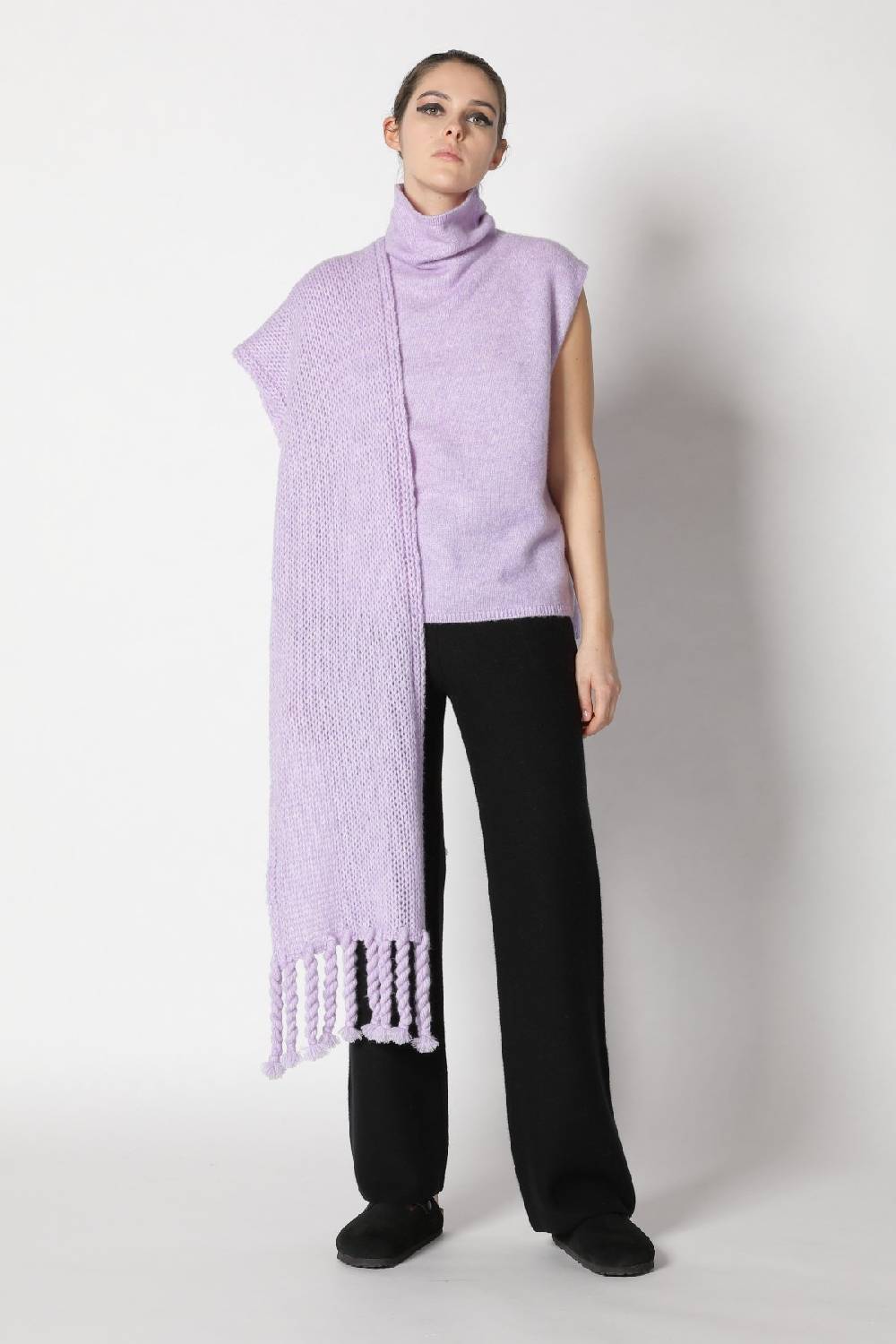 Sminfinity blurry turtle top + blurry chunky scarf + garter palazzo pants Fabrikverkauf