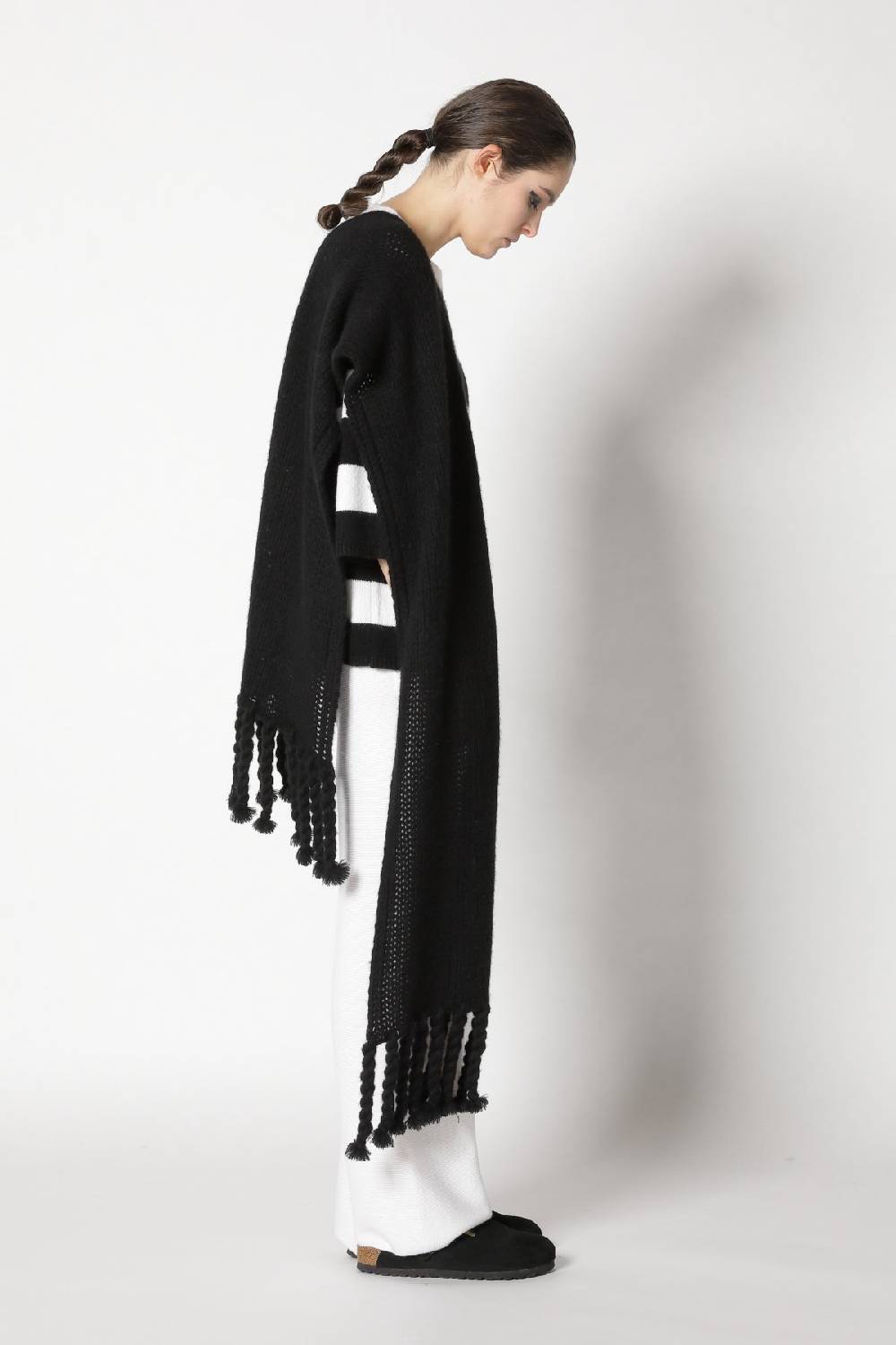 Sminfinity blurry stripe jumper + blurry chunky scarf + garter palazzo pants