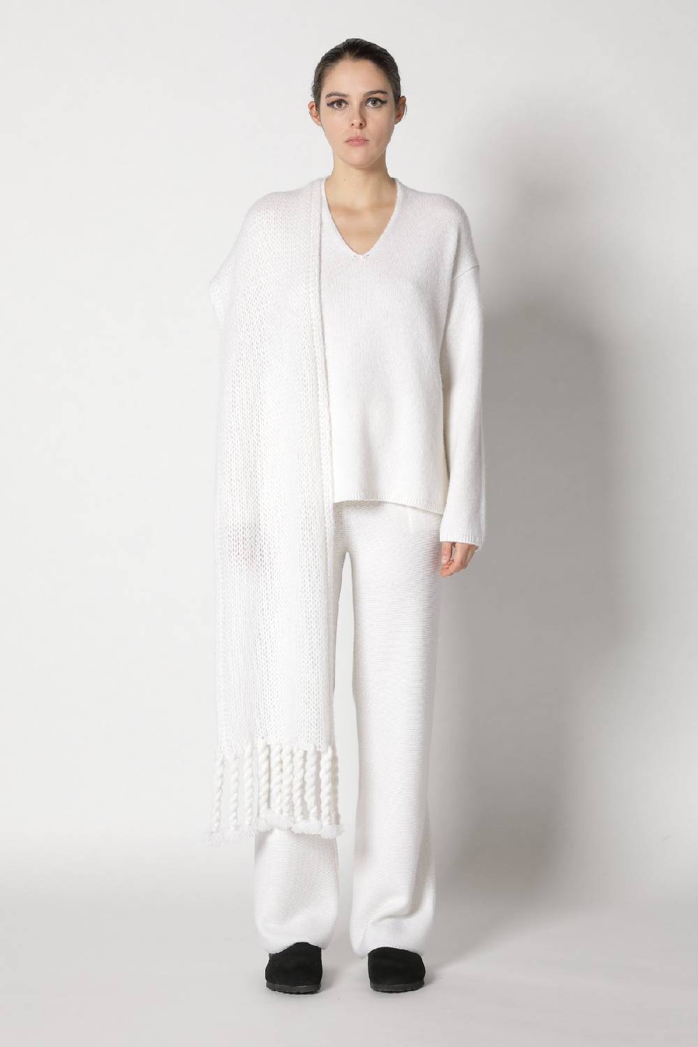 Sminfinity blurry V jumper + blurry chunky scarf + garter palazzo pants Verkauf