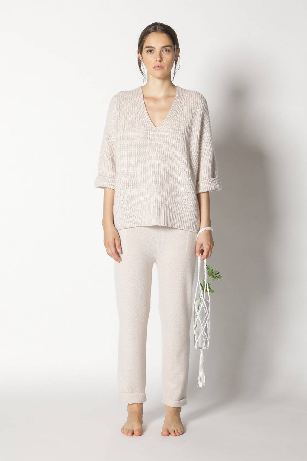 Sminfinity icon rib V neck + pure boat pants Outlet