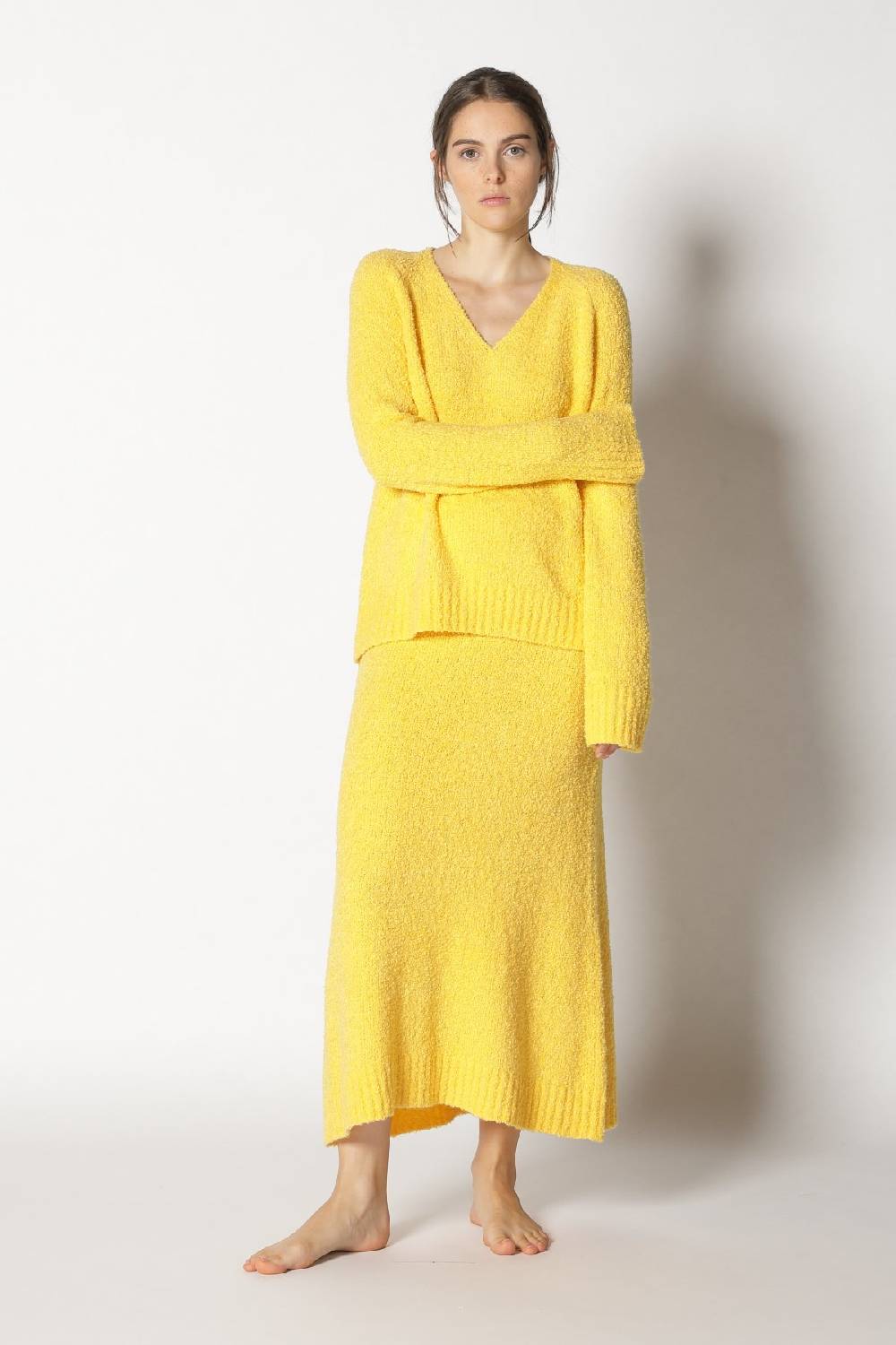 Sminfinity bouclé V neck + bouclé A skirt Fabrikverkauf
