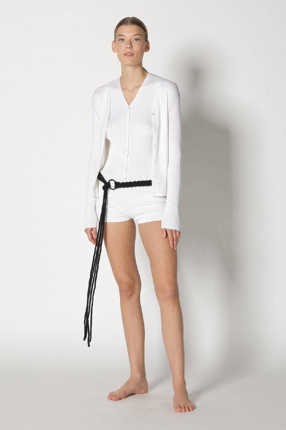 Sminfinity silky rib cardy + silky rib vest + hang loose ring belt