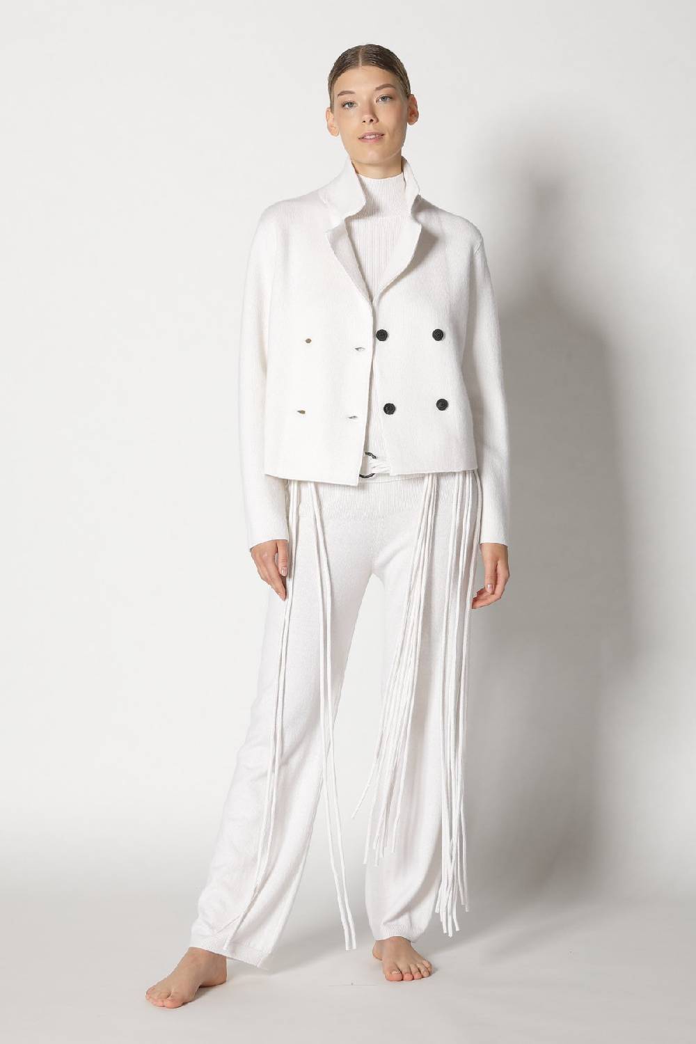 Sminfinity chilly cropped jacket + chilly fitted top + chilly pants + hang loose ring belt