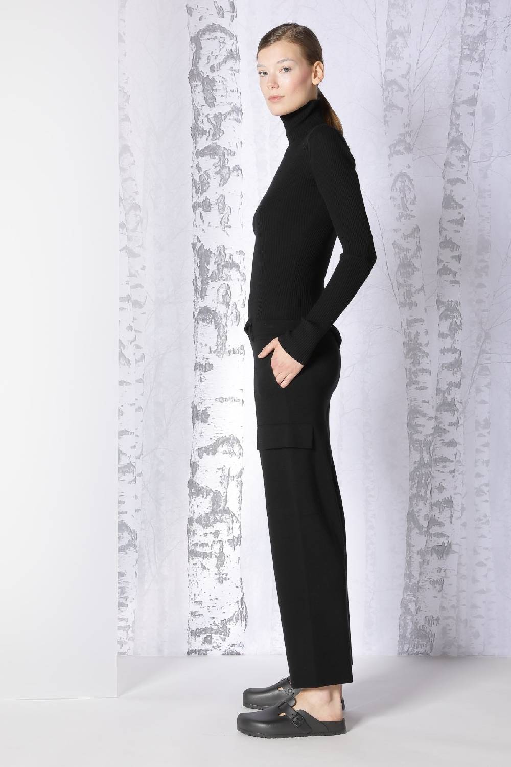 Sminfinity extrafine rib turtle + milano cropped cargo pants Bis zu 55% Rabatt