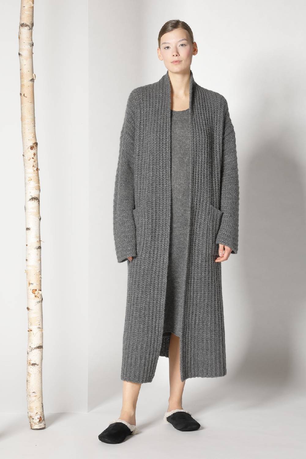 Sminfinity fluffy ribbed maxi coat + fluffy 1 Ply tank dress