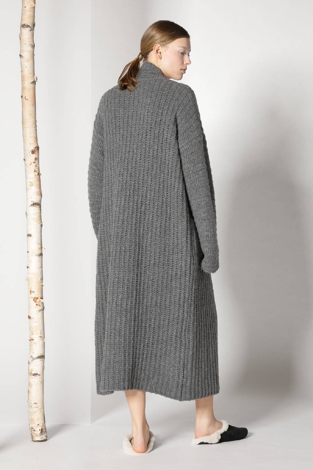 Sminfinity fluffy ribbed maxi coat + fluffy 1 Ply tank dress Online