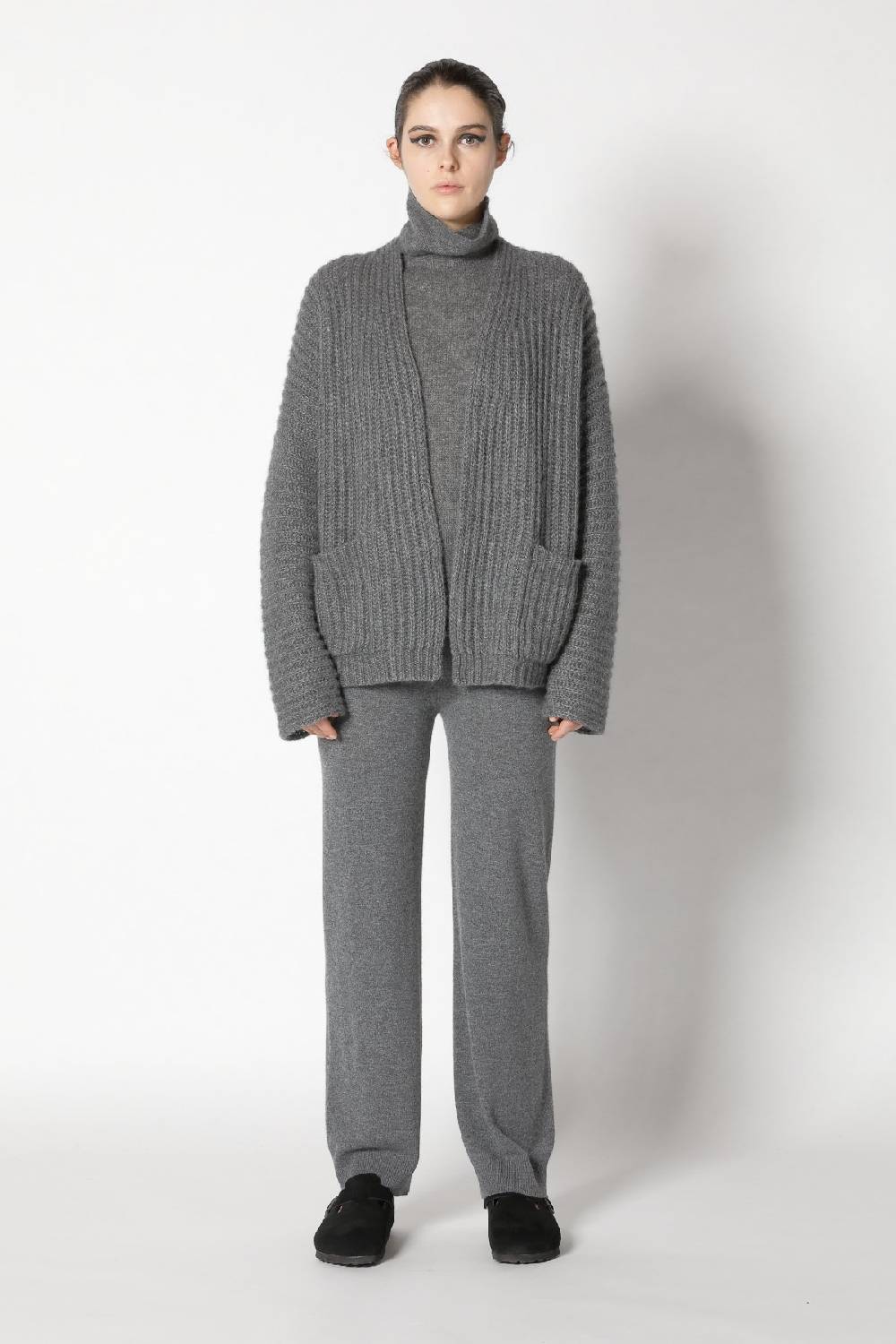 Sminfinity fluffy turtle top + fluffy rib jacket + infinite palazzo pants Online