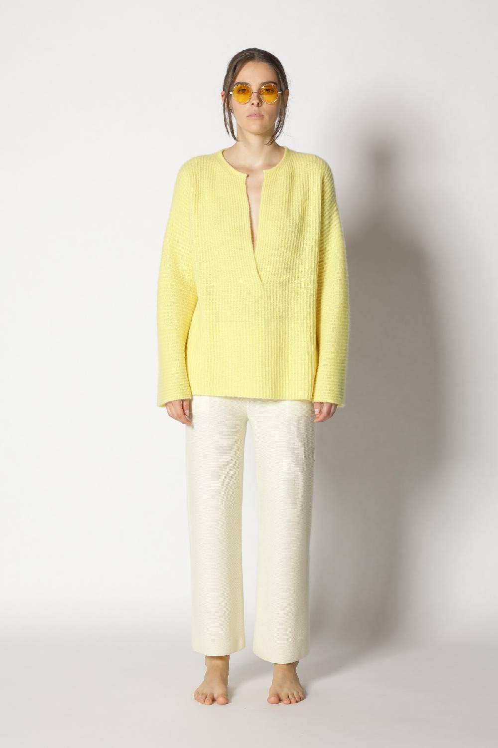 Sminfinity fluffy rib jumper + garter cropped pants Auslauf