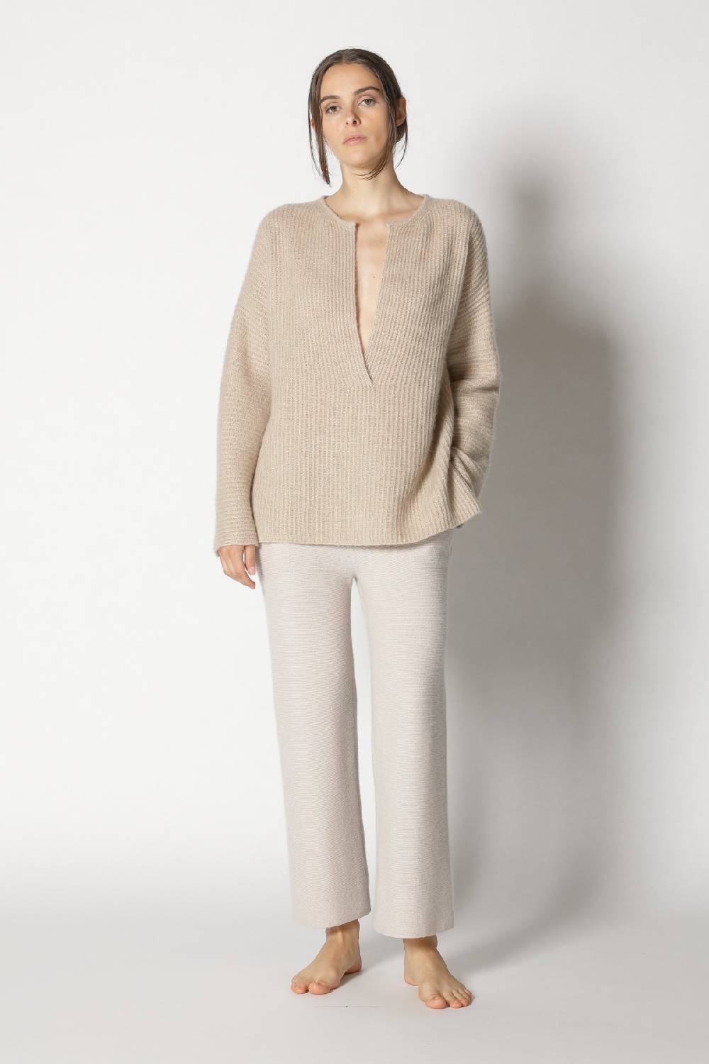 Sminfinity fluffy rib jumper + garter cropped pants Blitzverkäufe