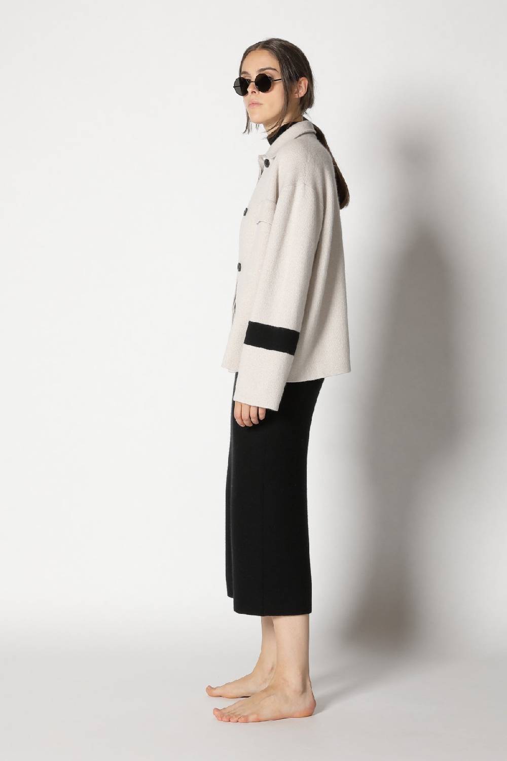 Sminfinity doubleface striped shirtjacket + garter maxi dress Hotsell
