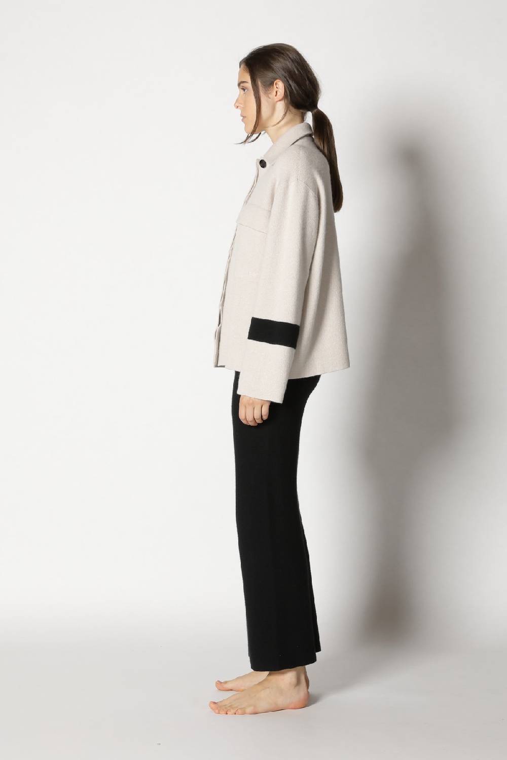 Sminfinity doubleface striped shirtjacket + garter cropped pants Fabrikverkauf