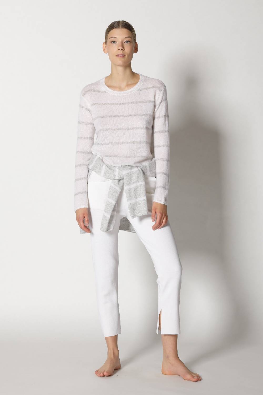 Sminfinity blurry stripe crewneck + silky cropped pants Fabrikverkauf
