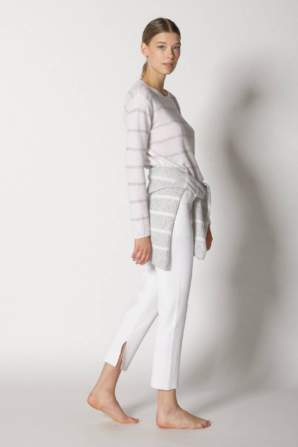 Sminfinity blurry stripe crewneck + silky cropped pants Fabrikverkauf