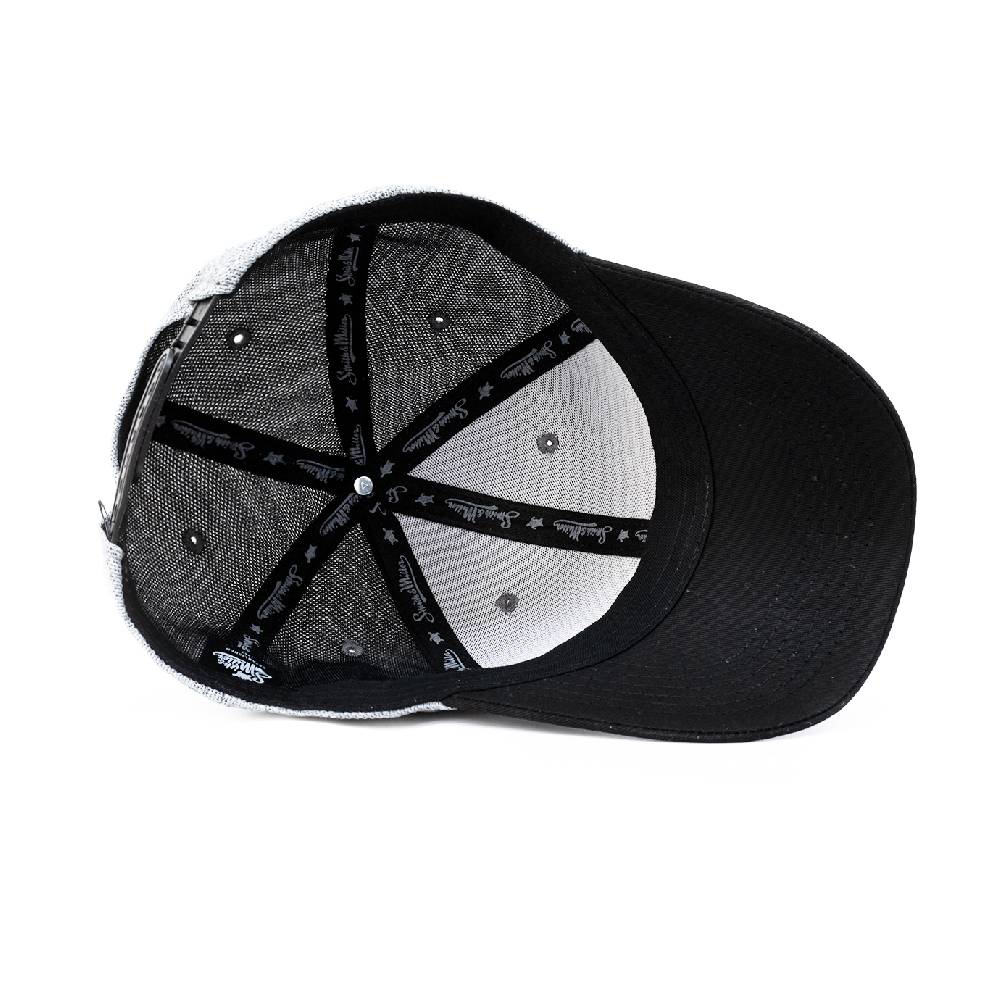 Smith & Miller Tencel Curved Cap, heather lt.grey - black Fabrikverkauf
