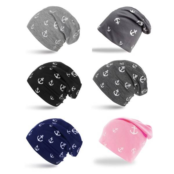 Sonia Originelli Beanie "Mini Anker" Mütze Maritim Overall Print Blitzverkäufe