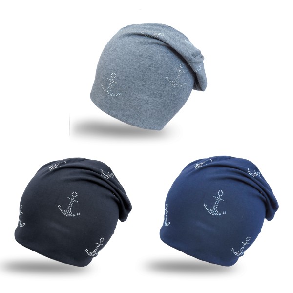 Sonia Originelli Beanie Kind "Mini Anker" Kindermütze Maritim Strasssteine Saisonale Angebote