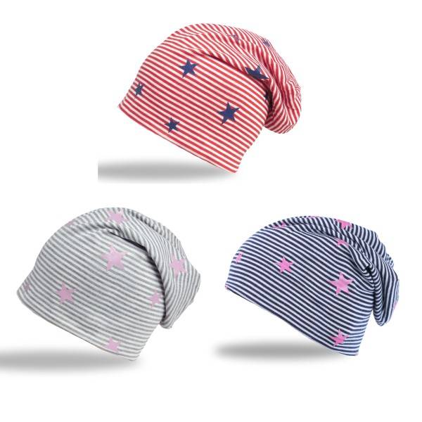 Sonia Originelli Beanie Mütze "kleine Sterne" Streifen Jersey Unisex Schlussverkauf
