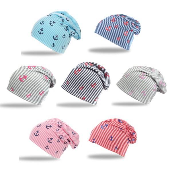 Sonia Originelli Beanie Mütze "Mini Anker Maritim" Streifen Jersey Unisex Günstiger Verkauf