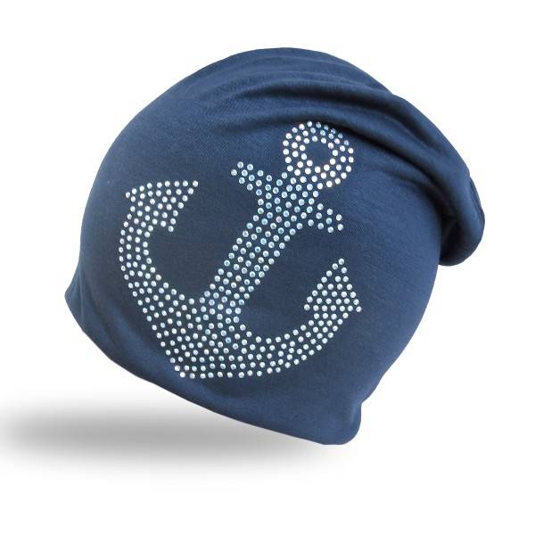 Sonia Originelli Beanie Mütze "Prisma Anker" Strasssteine Mütze Maritim