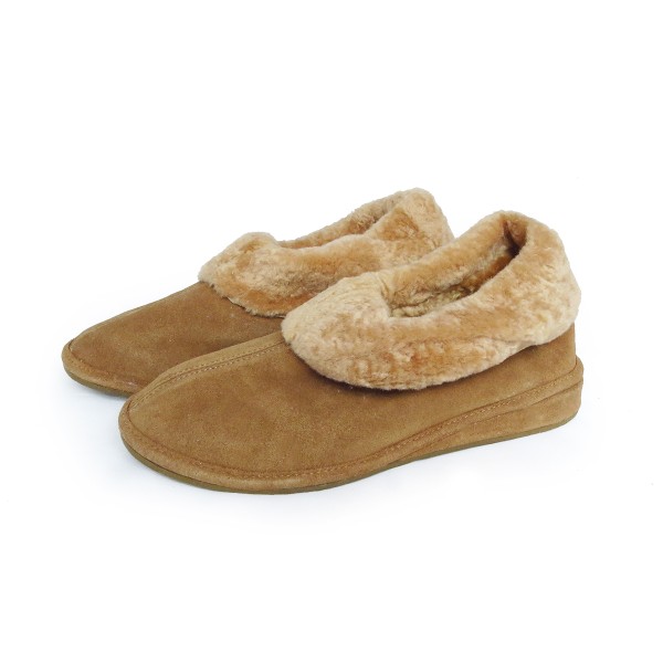 Sonia Originelli Damenpantoffel geschlossen Fellkranz Schuhe Schaf Lammfell EVA Sohle Leder Schlussverkauf
