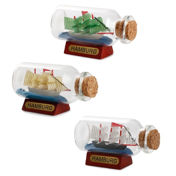 Sonia Originelli Buddelschiffchen Flaschenschiff "Hamburg" Rumflasche 6 cm Schlussverkauf