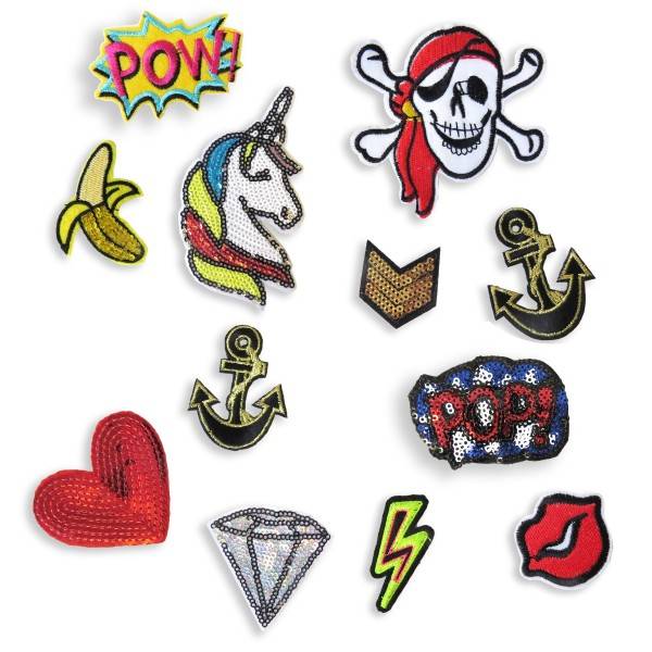 Sonia Originelli 3er Set "Patches" Bügelbilder Aufnäher DIY JGA Pailletten Günstig kaufen